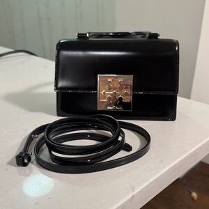 Tory Burch Black Mini Bag with Silver Logo